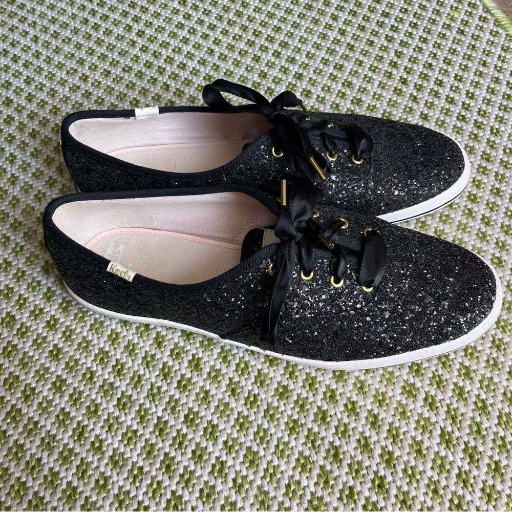 Kate Spade Keds Black Glitter Sneakers